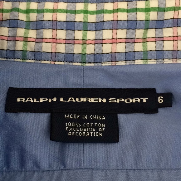 Ralph Lauren Sport button up plaid collar + cuffs - Picture 4 of 8